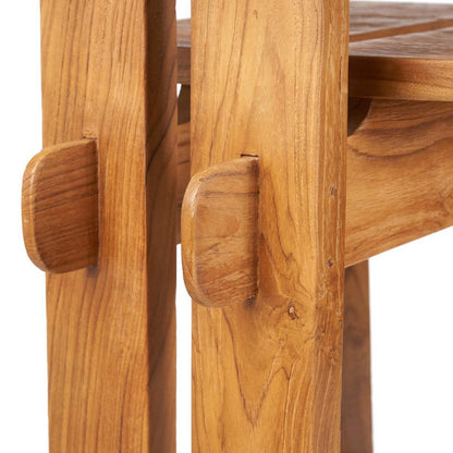 Teak bar stool, natural - dual split-back 58 × 108 cm