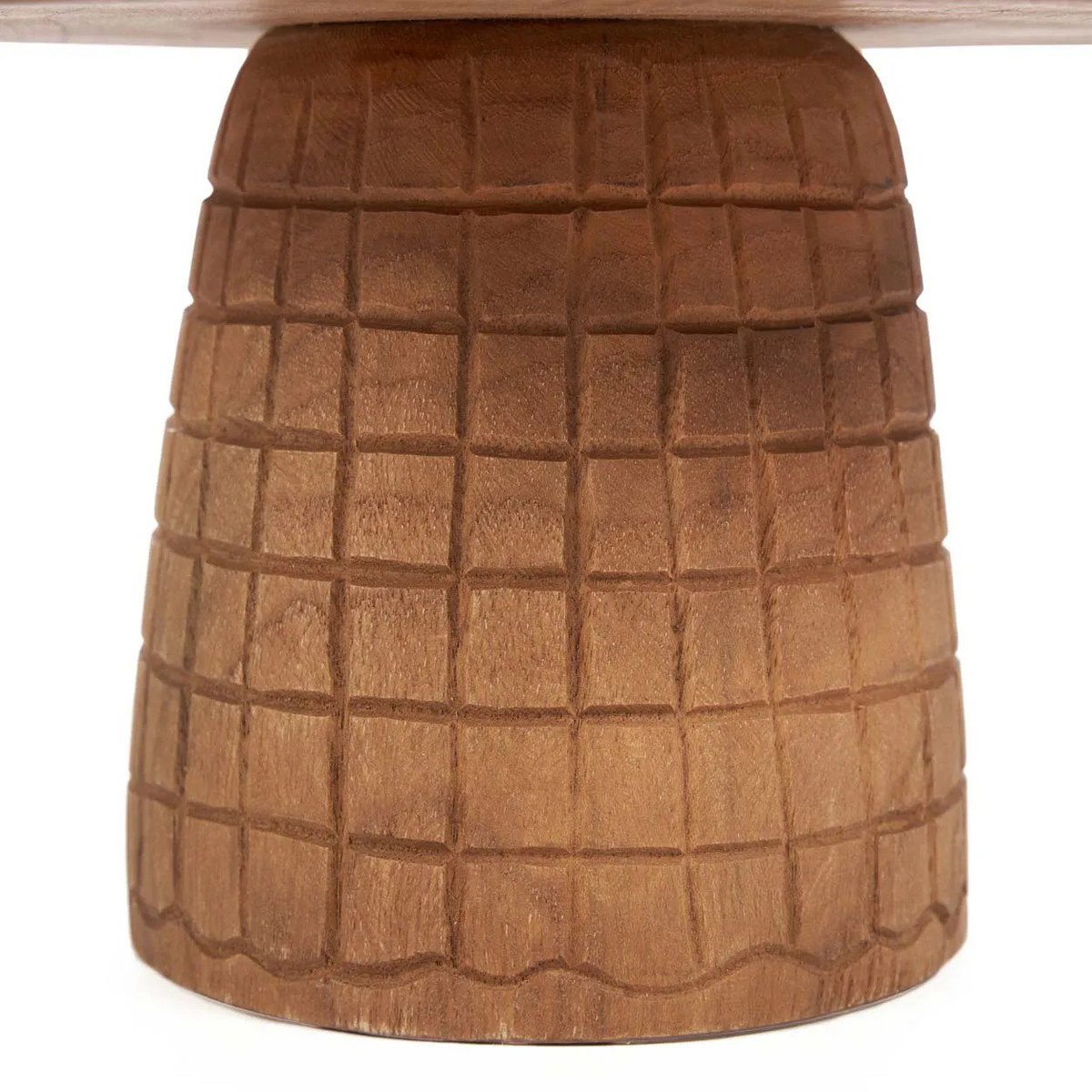 Kagefad i teak med fod, ternet bund - natur