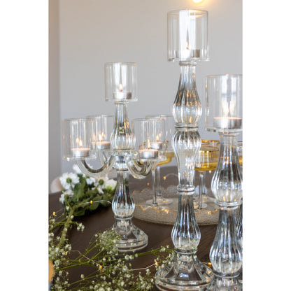 Glas-Kronleuchter, 5-flammig, transparent - H35cm
