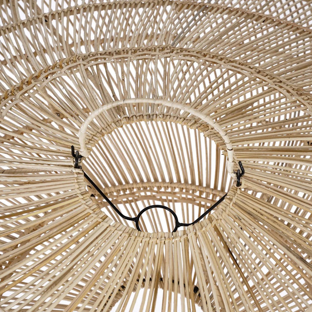 Rattan-Hängeleuchte 110 cm L – beige, geripptes Geflecht