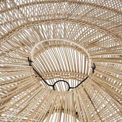 Rattan-Hängeleuchte 110 cm L – beige, geripptes Geflecht