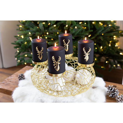 Adventskrans i metal 34 cm, guld finish - Milano