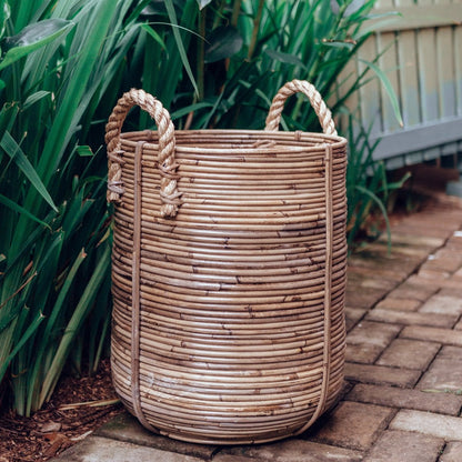 Rattan kurv Otere L – håndvævet på Java, Ø 40 cm