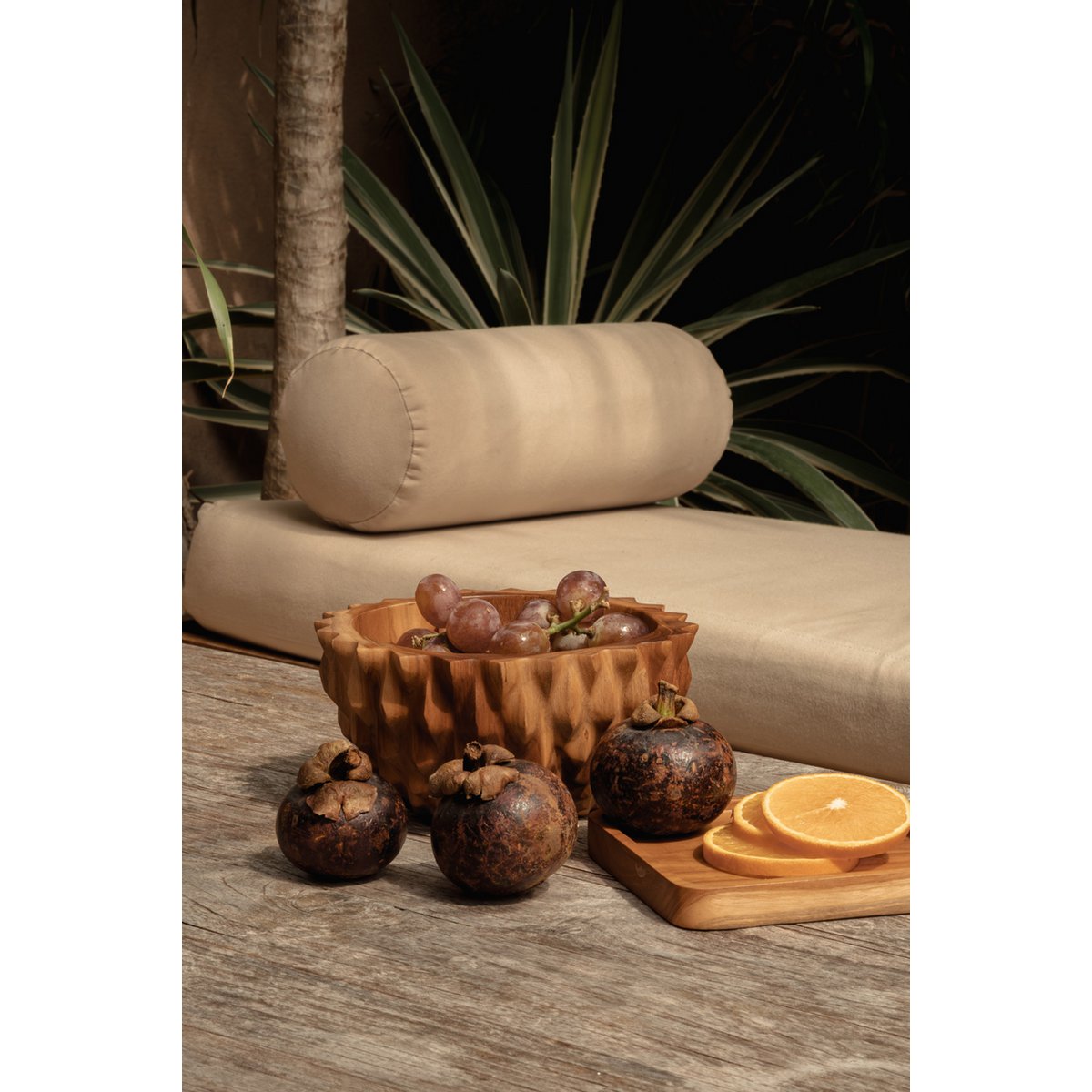 Teak root durian bowl, 20 cm – deep round form