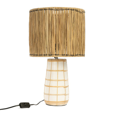 Molokai table lamp - White terracotta with woven shade
