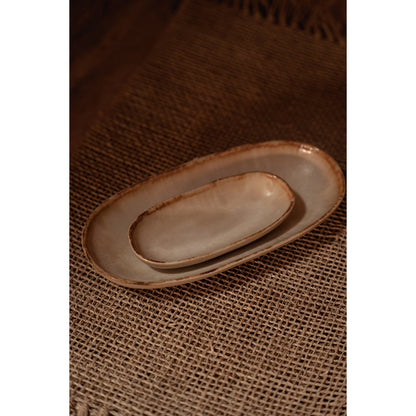 White stoneware oval plate S 16 × 7 cm - made in Portugal