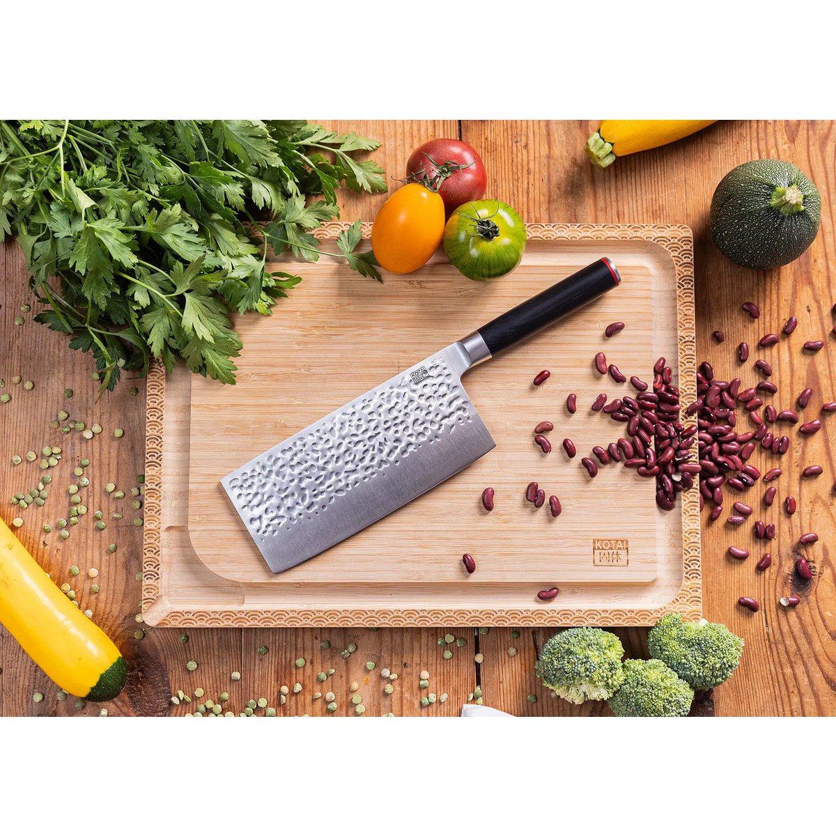 Cleaver knife, 19 cm - black pakkawood handle with sheath