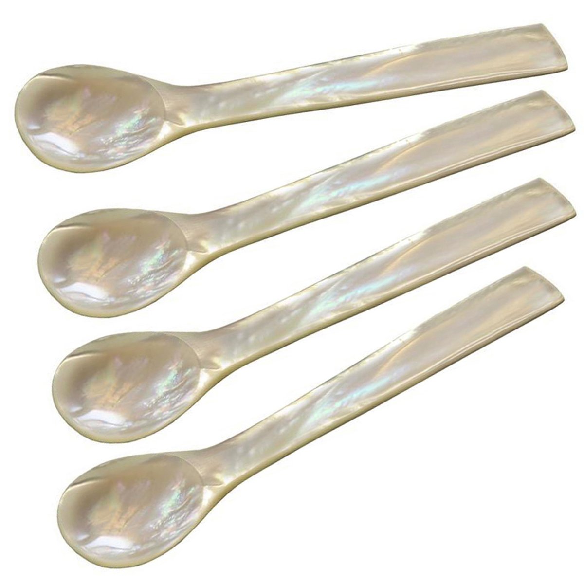 Mother-of-pearl caviar spoons, set of 4, 11 cm – straight corners