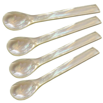 Mother-of-pearl caviar spoons, set of 4, 11 cm – straight corners