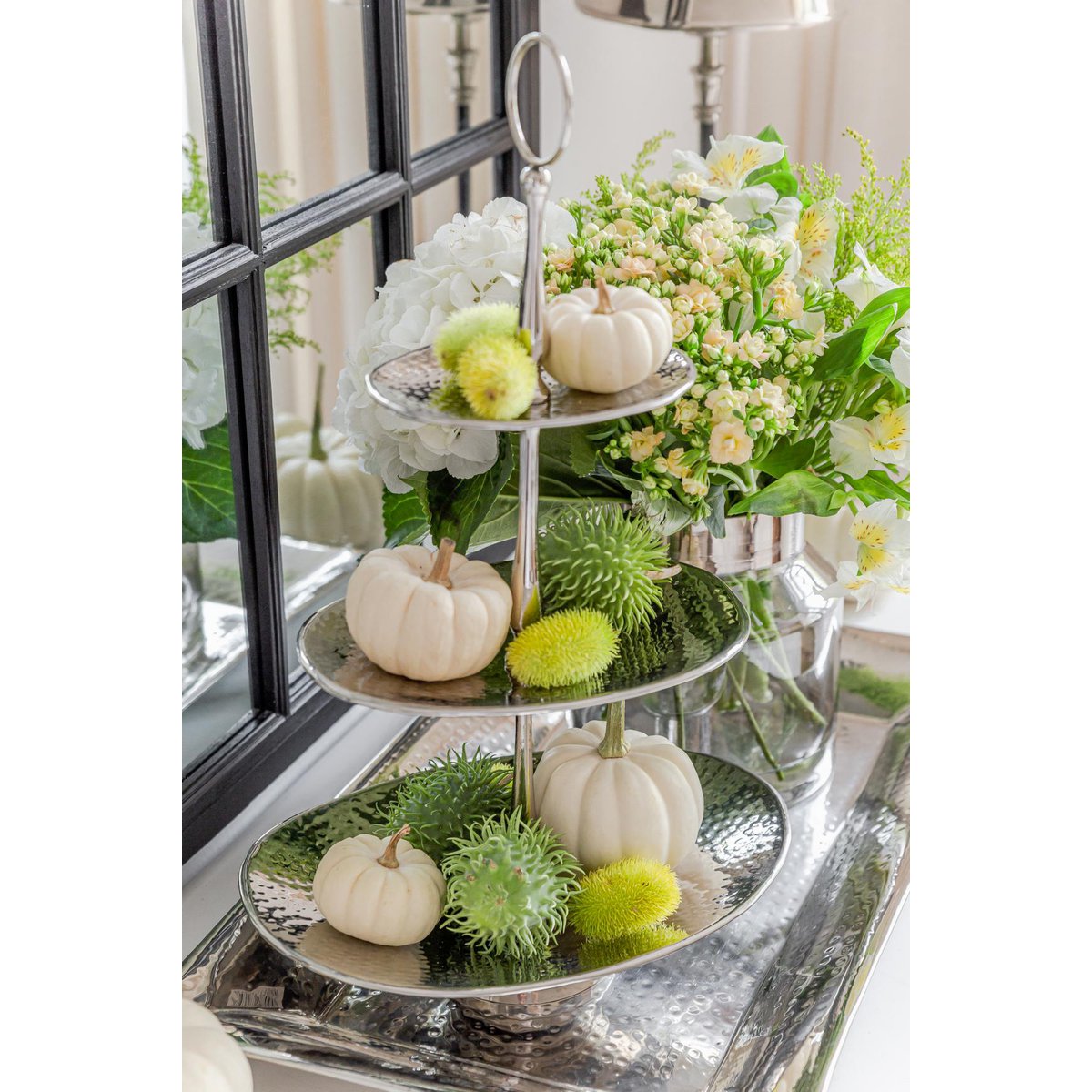 Gulf tiered stand, stainless steel, 49cm