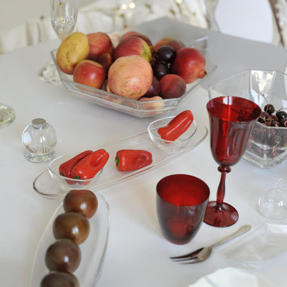 Glass aperitif set, 3 cups on plateau, 41 cm - Italian