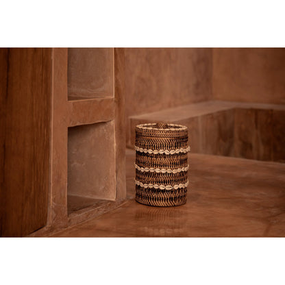 Rattan-Aufbewahrungskorb, großer Zylinder – Muschelgeflecht