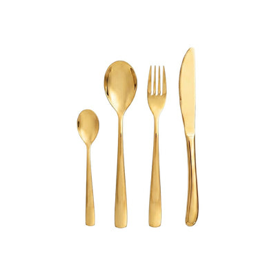 Stainless steel cutlery set, 24 pieces - Champagne