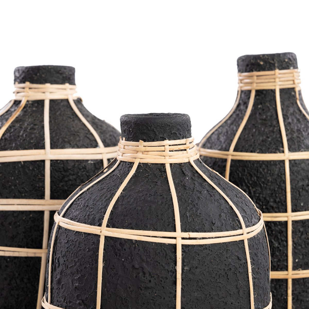 Terracotta vase black natural 13 × 24 cm – tall, Indonesia