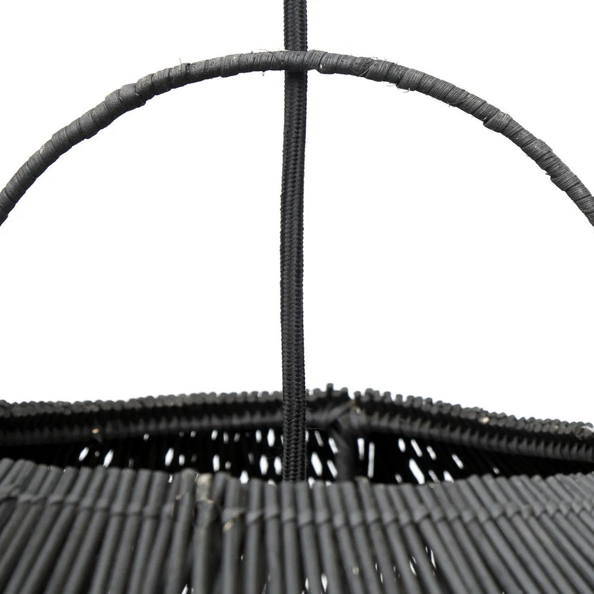 Schwarzer Rattanwolken-Pendelschirm 120 cm XXL - handgewebt
