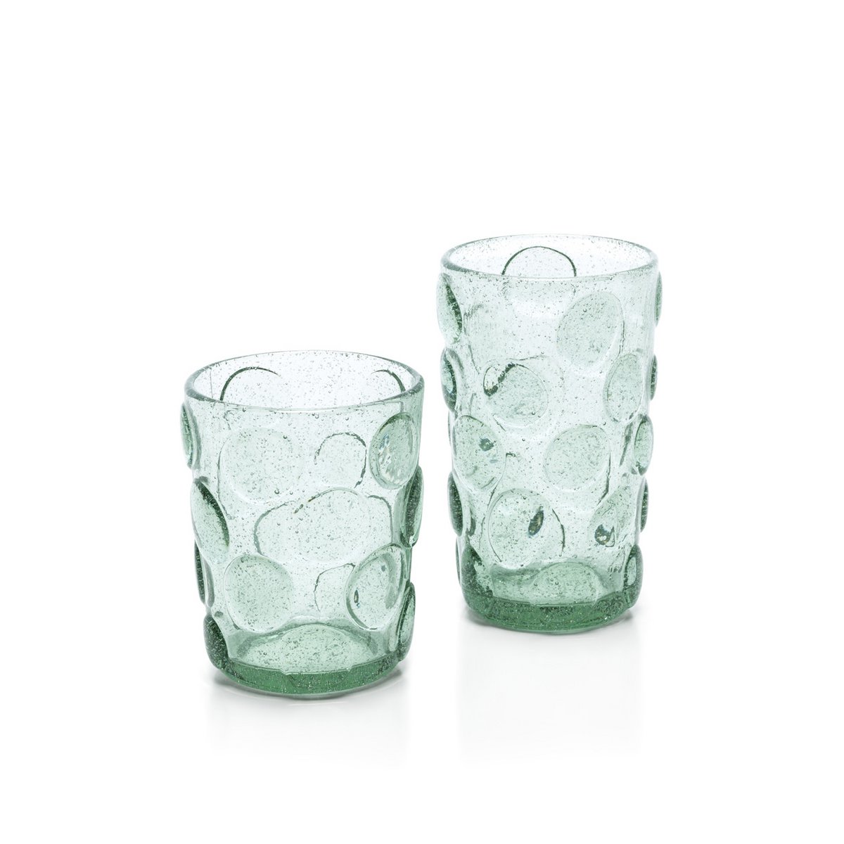Recycled glass highball - Aqua frosted dots - 13.5 cm