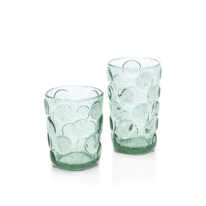 Recycled glass highball - Aqua frosted dots - 13.5 cm
