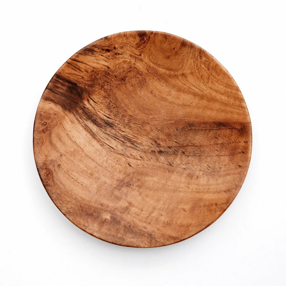 Teak round plate, 30 cm - natural grain