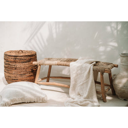 Seagrass and wood bench, 110 cm - handmade
