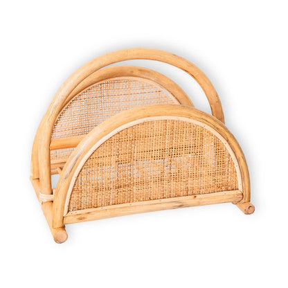 Handwoven rattan magazine rack ALOR - two compartments