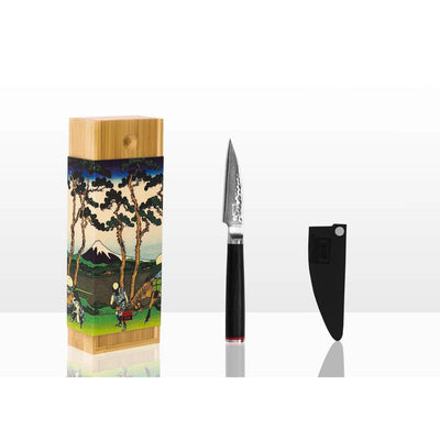 Damascus paring knife 90 mm – Pakka wood handle