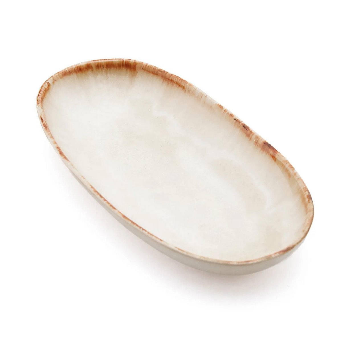 White stoneware oval plate M 24 × 13 cm - made in Portugal