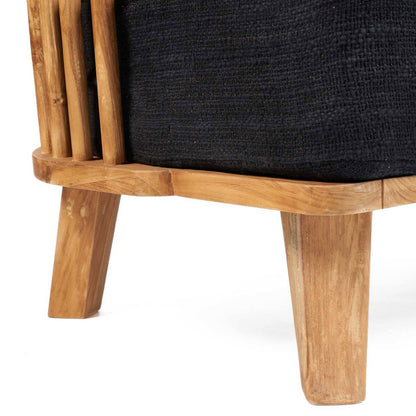 Teakholz Zweisitzer-Sofa, beige & schwarz - 140cm