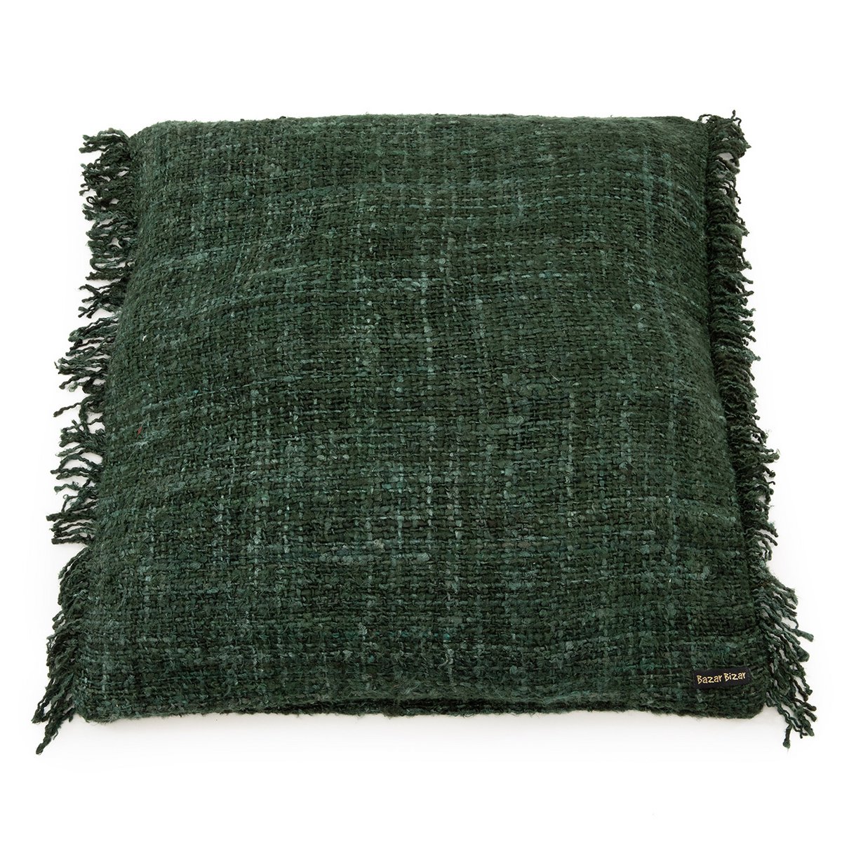 Cotton cushion cover 60×60 cm - forest green, made in India