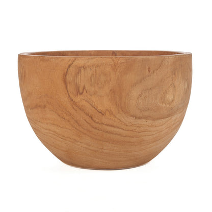 Teakschale, rund, 25 cm – natürliche Rundungen