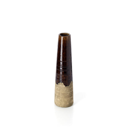 Vase Steingut, kegelförmig – Braun – M