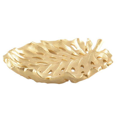 Polyresin fruit platter, gold leaf, 31cm