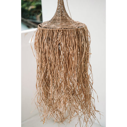 Raffia pendellampe – 40 cm bred, 150 cm fald