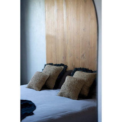 Raffia cushion cover 60×60 cm - natural black, made in Indonesia