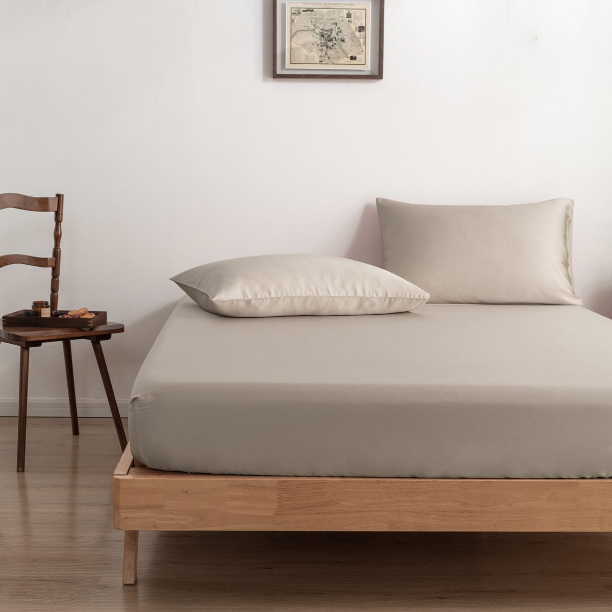 Bamboo bedding set, soft taupe, single - 400TC