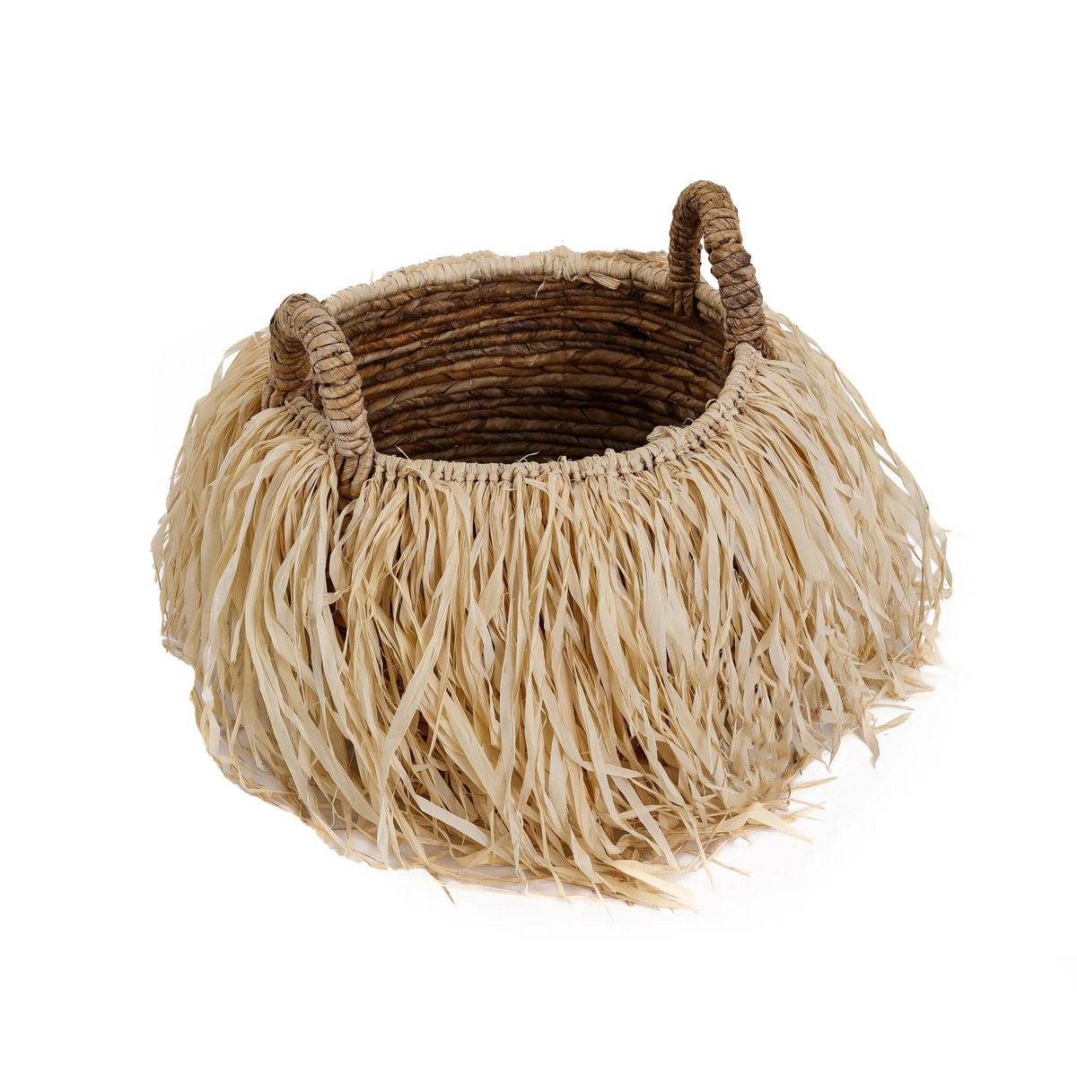 Raffiakurv med bananblad - Mellem, 33 cm