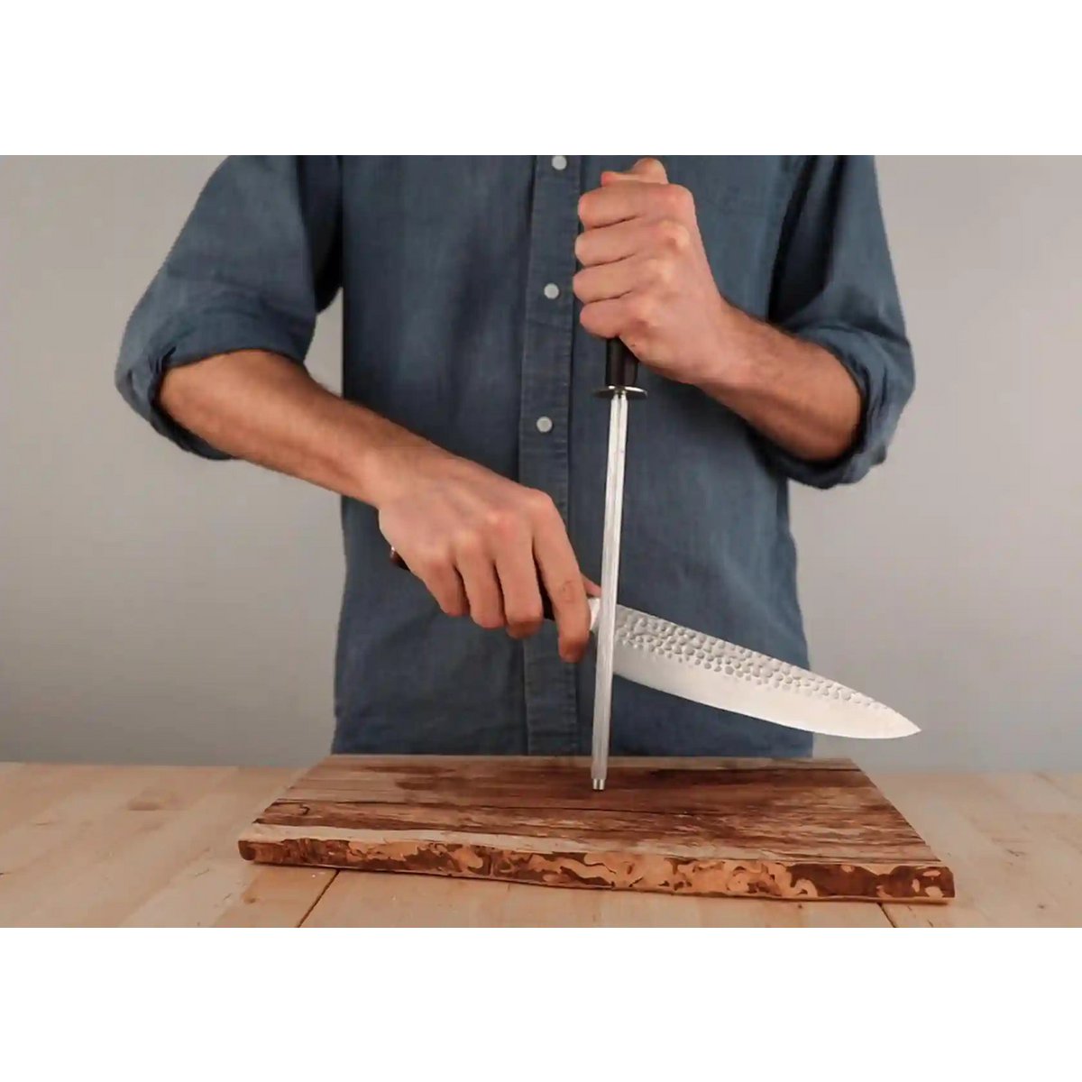 Honing steel 30 cm with pakkawood handle and angle guide