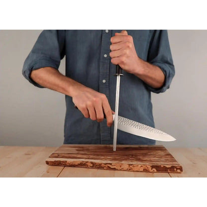 Honing steel 30 cm with pakkawood handle and angle guide
