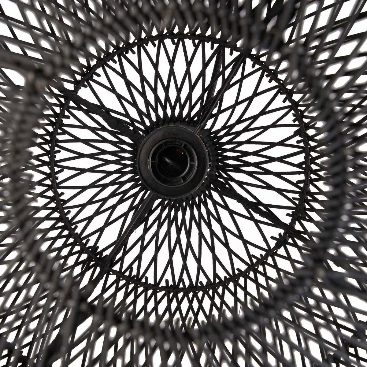 Håndvævet rattan kugle pendelskærm 50 cm - sort, medium
