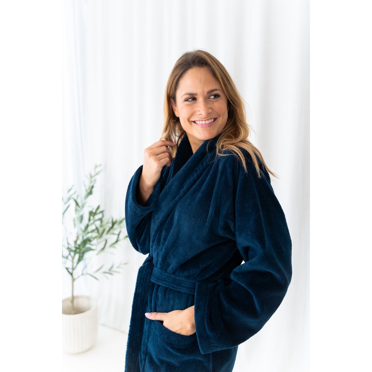 Double-sided bathrobe S - Dark denim