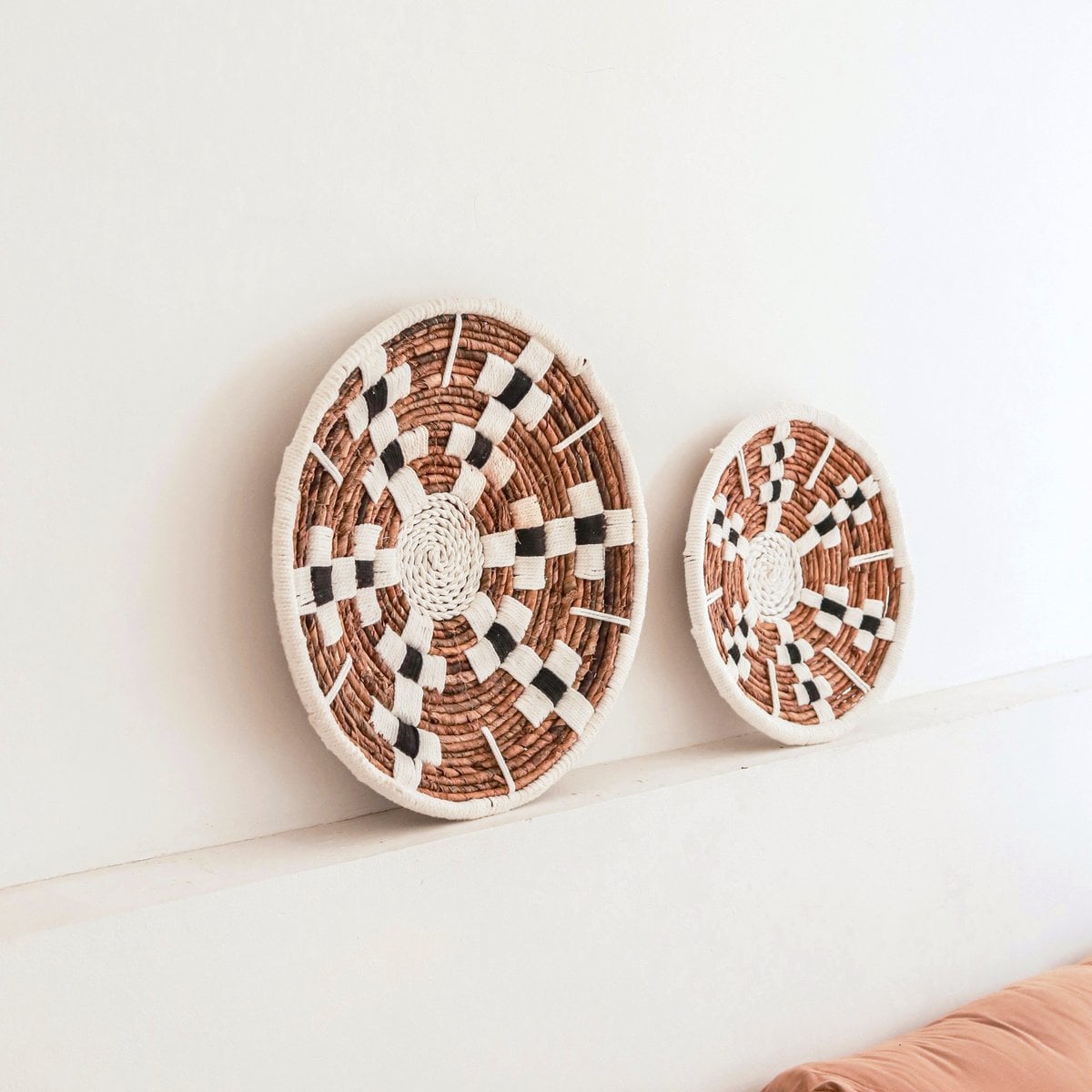 Seagrass & cotton wall basket Taman 40 cm – geometric