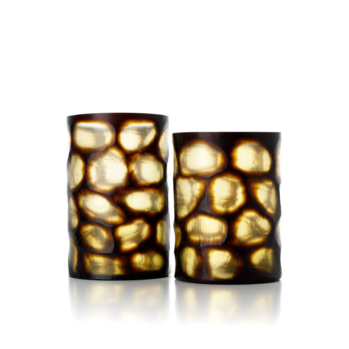 Handblown glass vase, amber - 31 cm