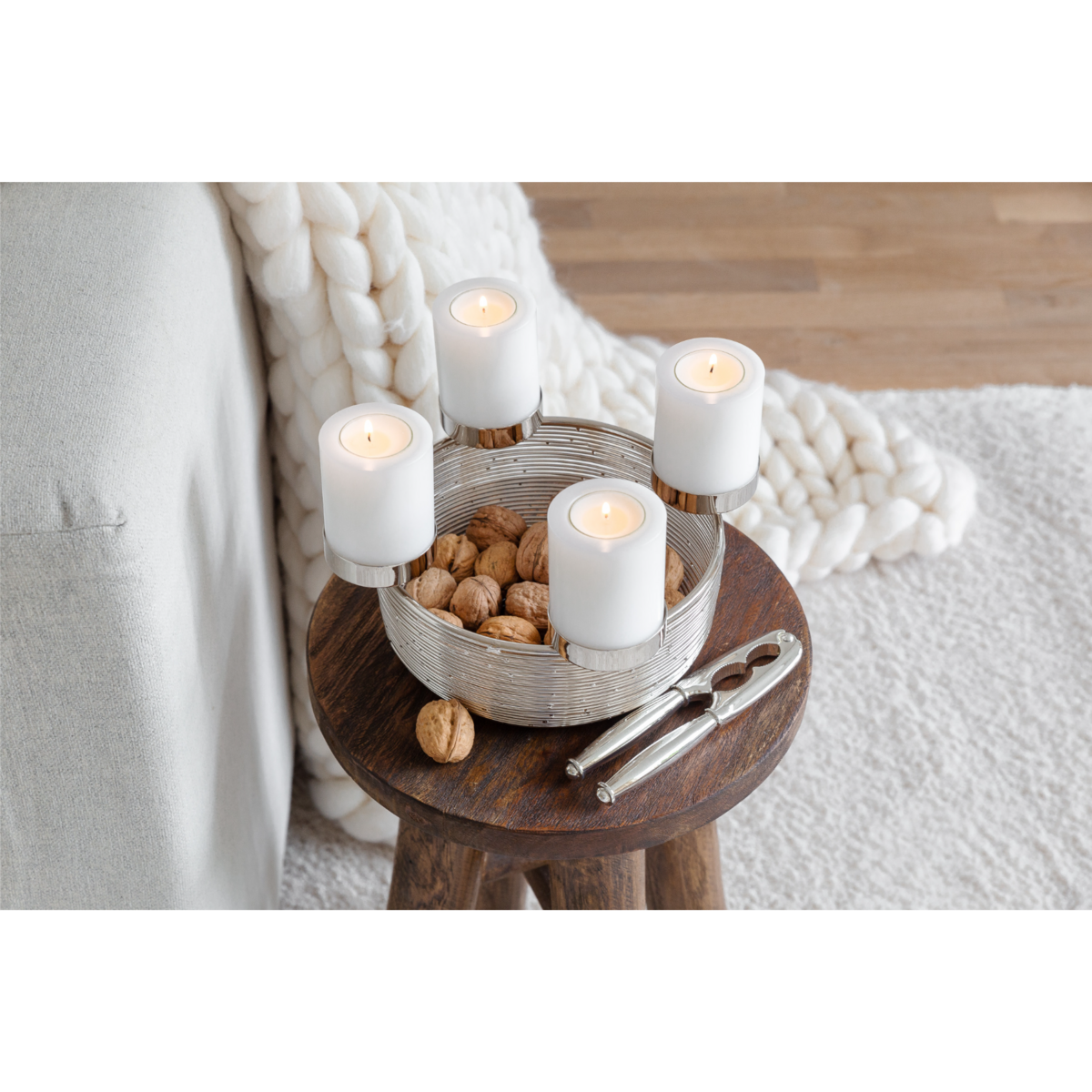 Stainless steel advent wreath Rio, 26 cm