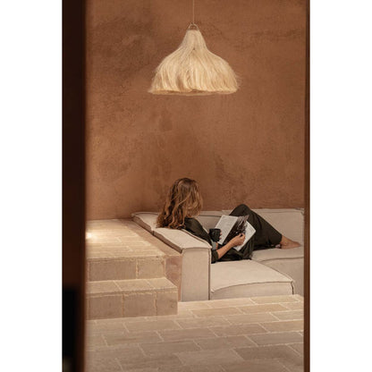 Hamp pendel lampe 60 cm - frynset stjerne ramme, beige