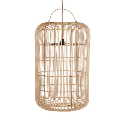 Rattan Bozelo cylinder pendant light, large – 50 cm wide