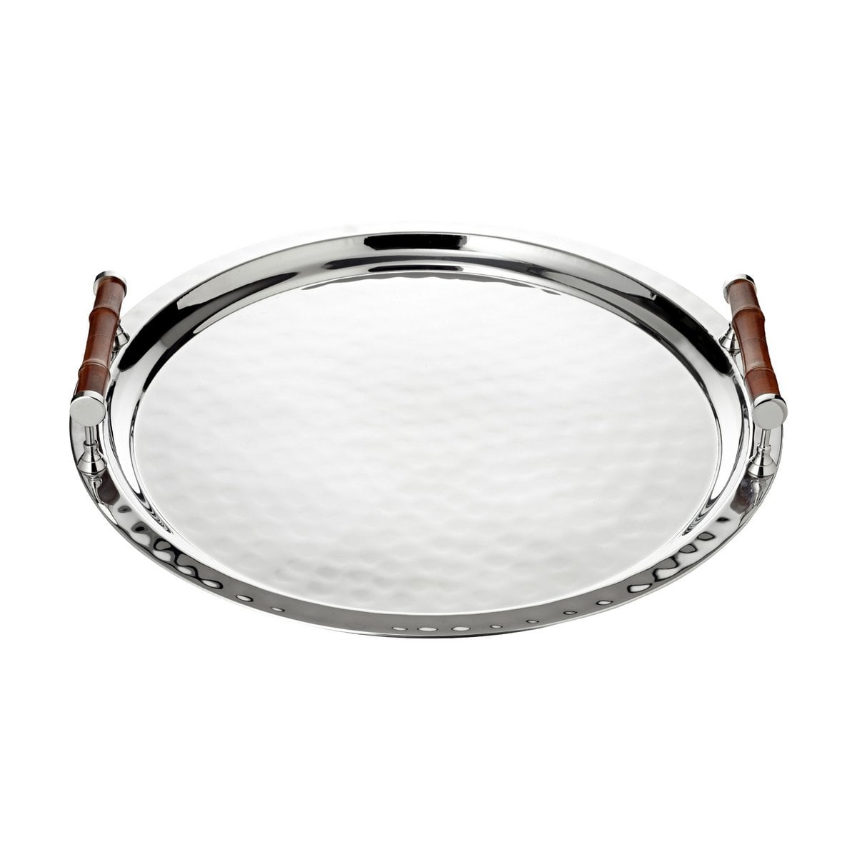 Bamboo round tray Ø47 cm, nickel-plated rim