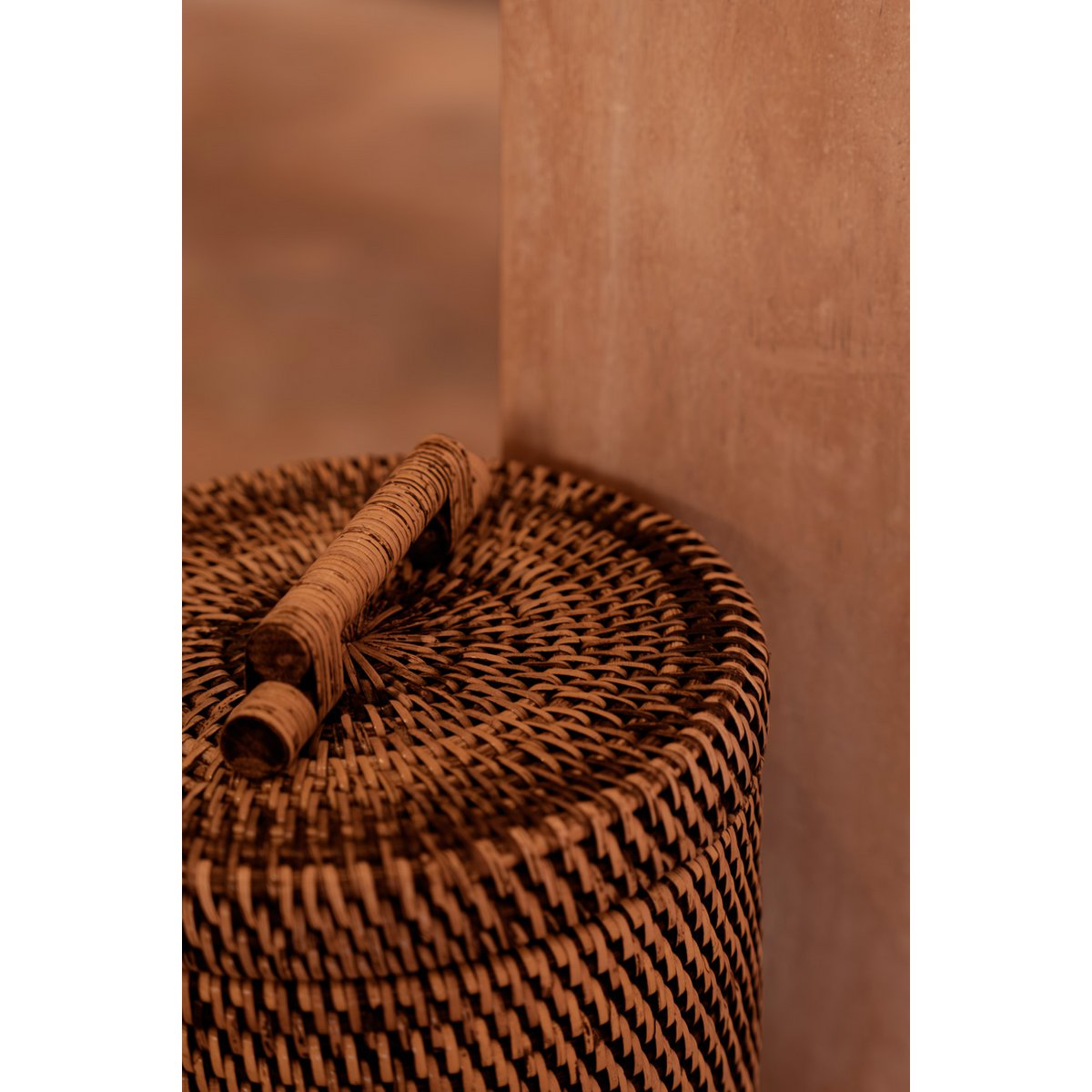Rattan bin 20 × 37 cm high - natural brown