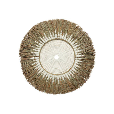 Raffia macramé wall circle 60 cm - beige and white