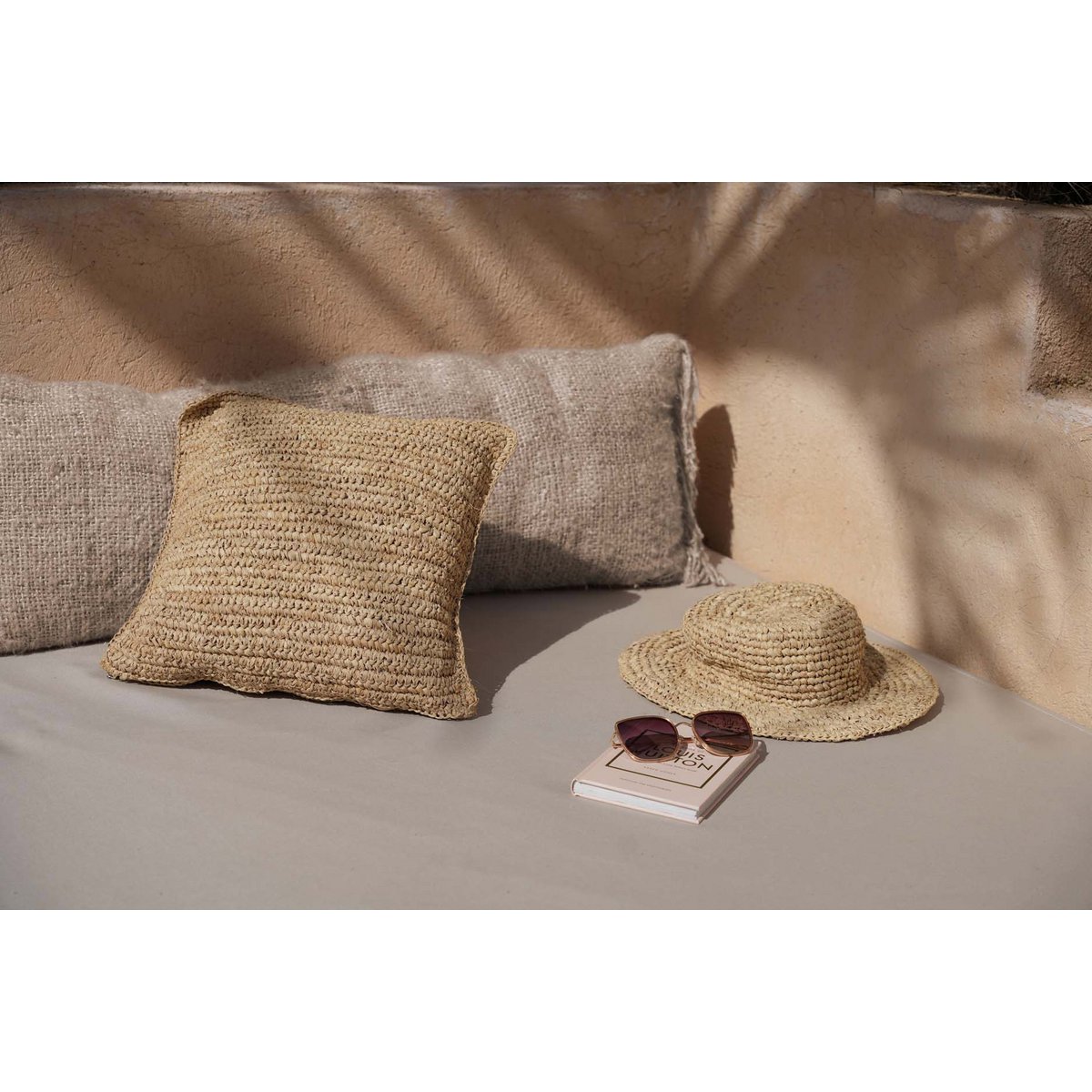 Raffia cushion cover 40×40 cm - natural, handcrafted in Indonesia
