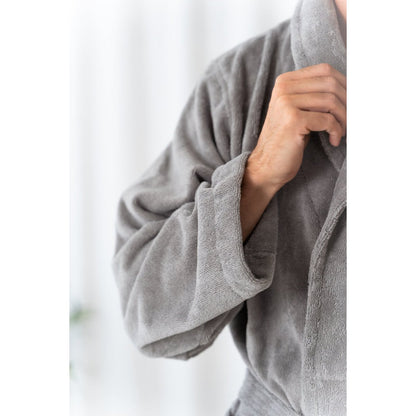 Badekåbe i teddyfleece str. L – skifergrå