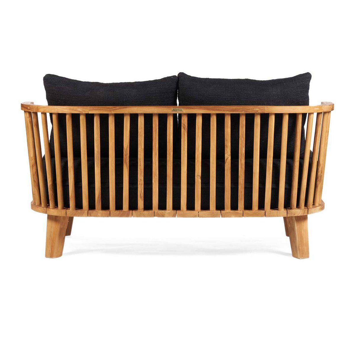Teakholz Zweisitzer-Sofa, beige & schwarz - 140cm